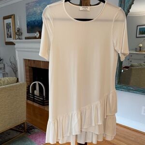 Zenana White Ruffle Hem Tunic